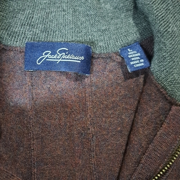 Jack Spicklaus Merino Wool Vest Size-Large V-Neck 1/2 Zip-Up Sleeveless - Picture 10 of 12